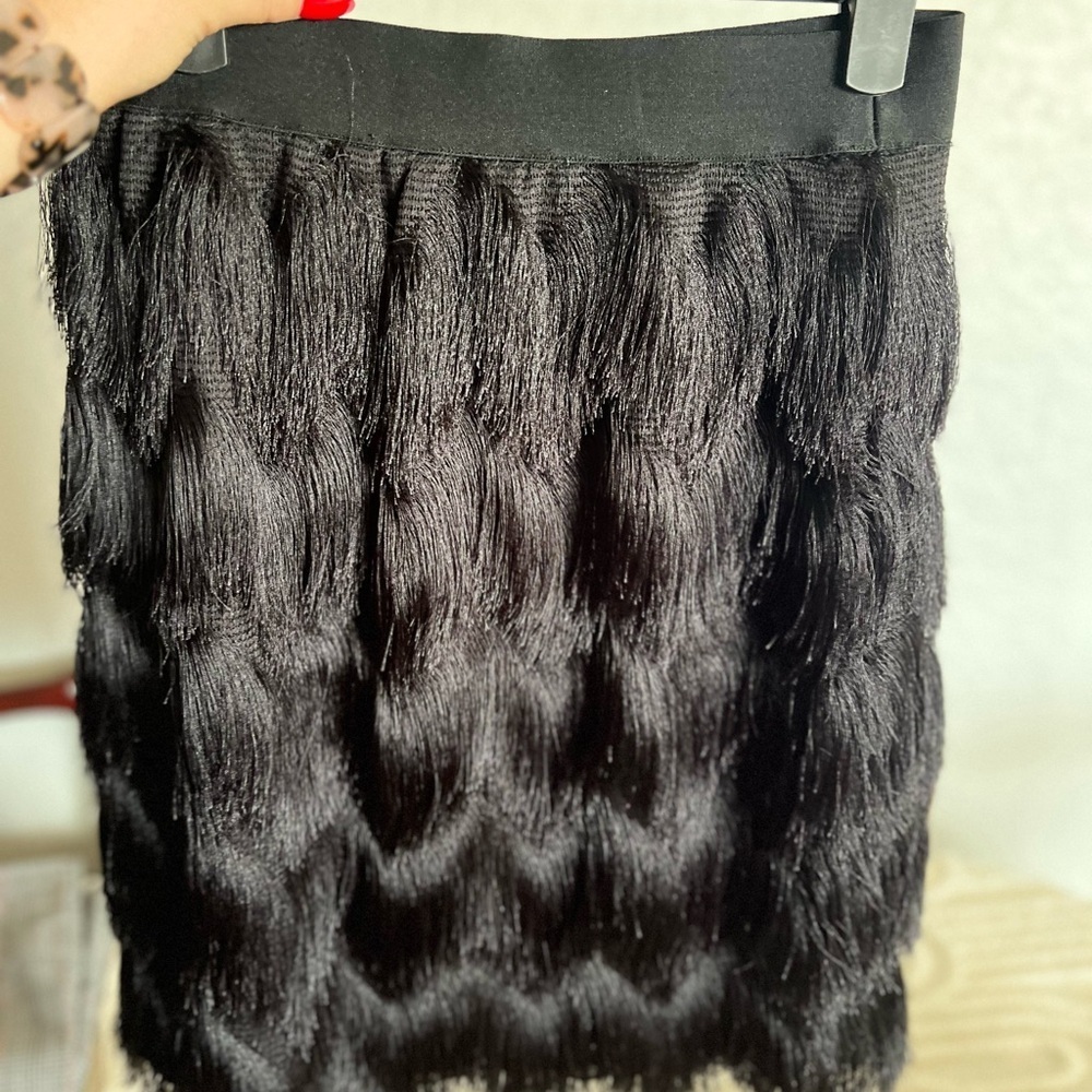 Elegant Black Fringe Skirt - Picture 2 of 2